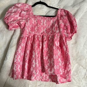 Pink Puff Sleeve Top